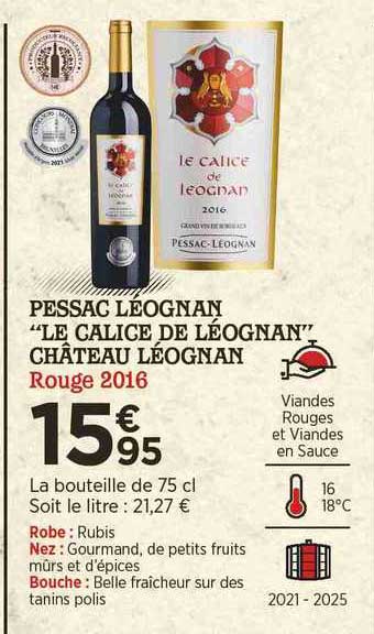 pessac léognan "le calice de léognan" château léognan rouge 2016