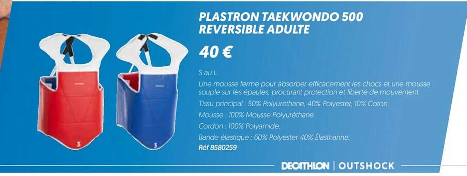 plastron  taekwondo 500 réversible adulte