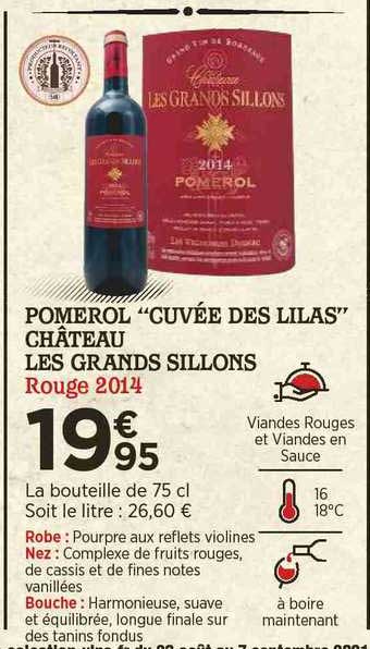 pomerol "cuvée des lilas" château les grands sillons rouge 2014