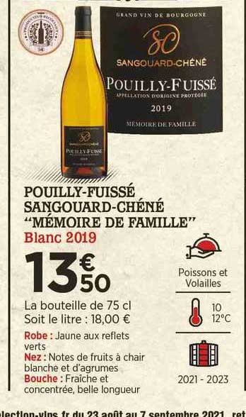 pouilly-fuissé sangouard-chéné "mémoire de famille" blanc 2019