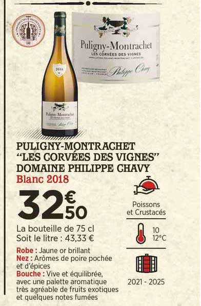 puligny-montrachet "les corvées des vignes" domaine philippe chavy blanc 2018