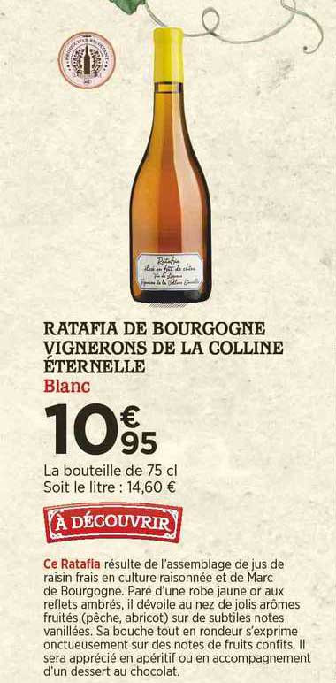 ratafia de bourgogne vignerons de la colline éternelle banc