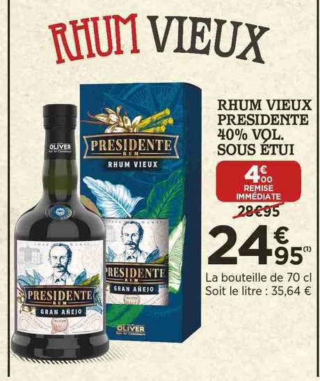 rhum vieux présidente 40% vol. sous étui