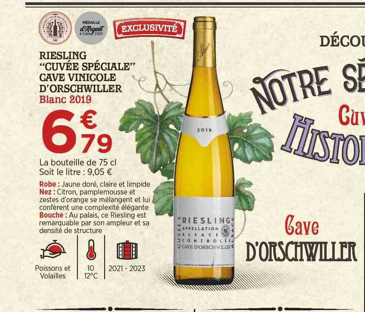 riesling "cuvée spéciale" cave vinicole d'orschwiller blanc 2019
