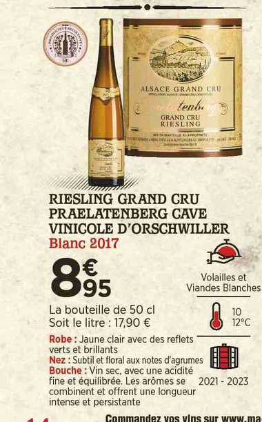 riesling grand cru praelatenberg cave vinicole d'orschwiller blanc 2017
