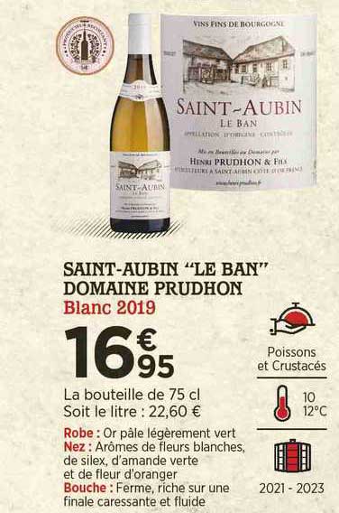 saint-aubin "le ban" domaine prudhon blanc 2019