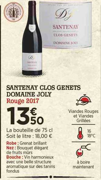 santenay clos genets domaine joly rouge 2017