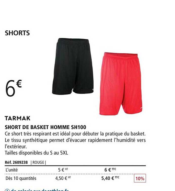 short de basket homme sh100 tarmak