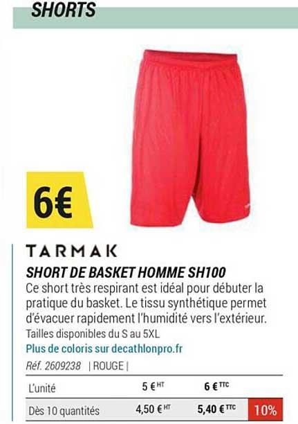 short de basket homme sh100 tarmak