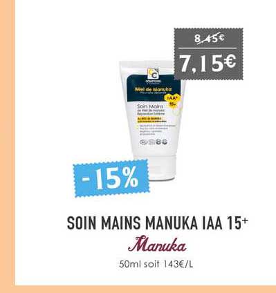 soin mains manuka iaa 15+ manuka