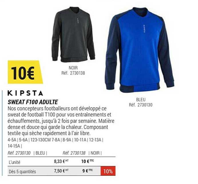 sweat f100 adulte kipsta