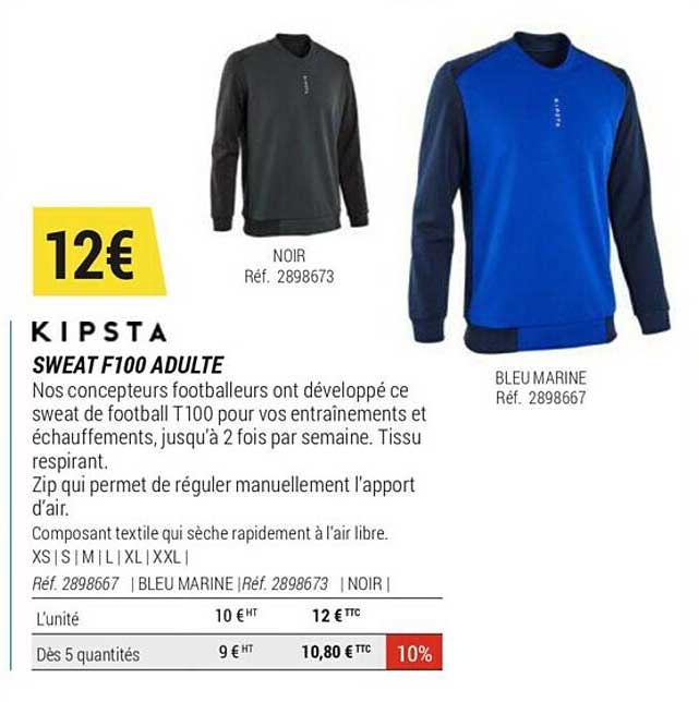 sweat f100 adulte kipsta
