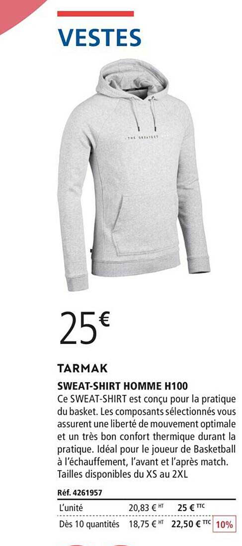sweat-shirt homme h100 tarmak