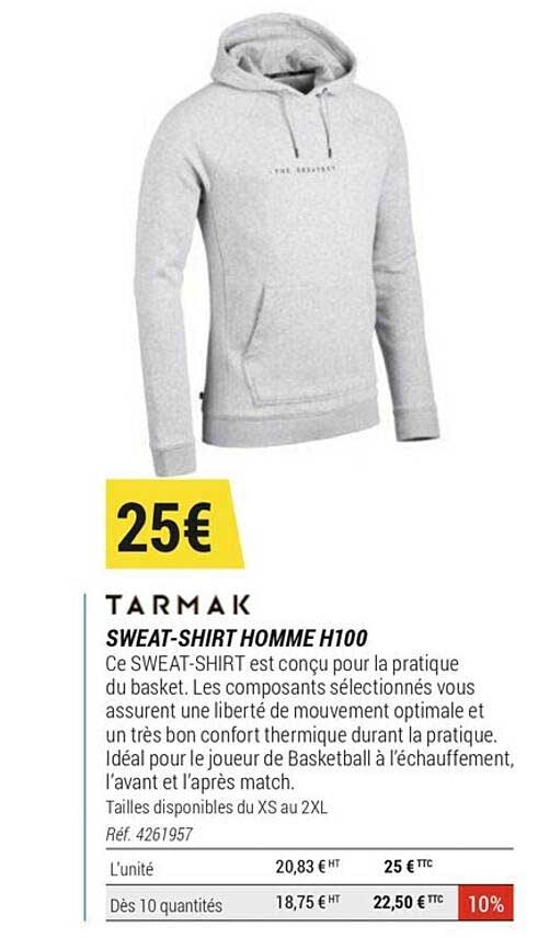 sweat-shirt homme h100 tarmak