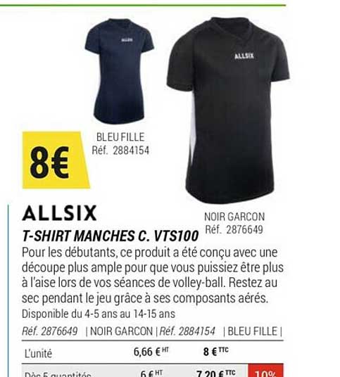 t-shirt manches c. vts100 allsix