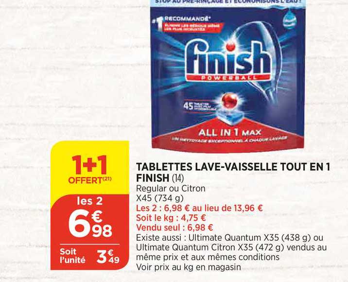 tablettes lave-vaisselle tout en 1 finish