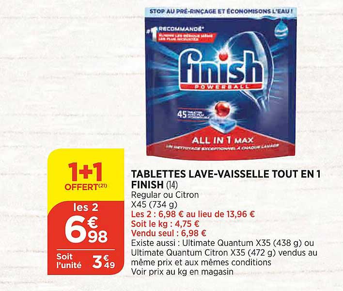 tablettes lave-vaisselle tout en 1 finish