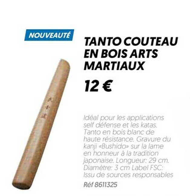tanto couteau en bois arts martiaux