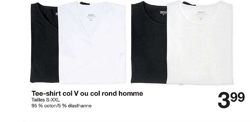 tee-shirt col v ou col rond homme