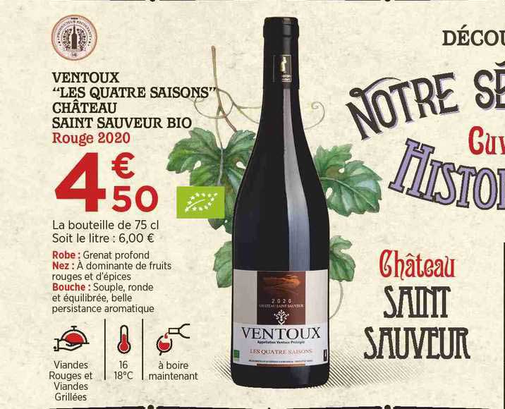 ventoux "les quatre saisons" château saint saveur bio rouge 2020