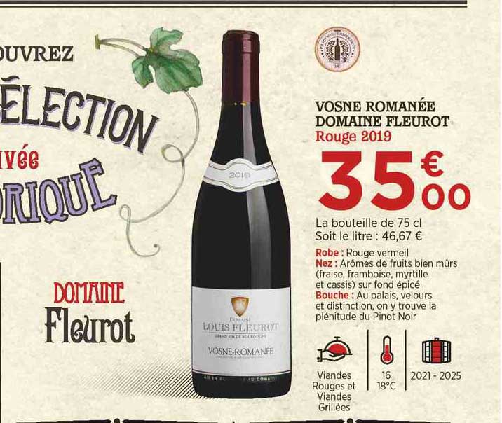 vosne romanée domaine fleurot rouge 2019