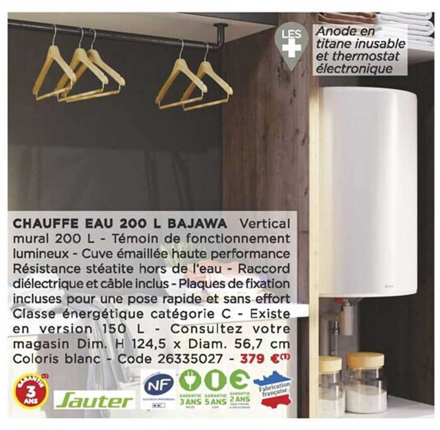 chauffe eau 200 l bajawa sauter