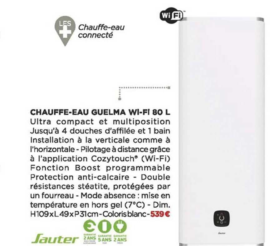 chauffe-eau guelma wi-fi 80 l sauter