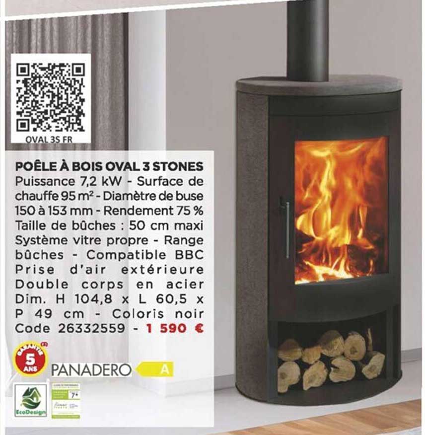 poêle à bois oval 3 stones panadero