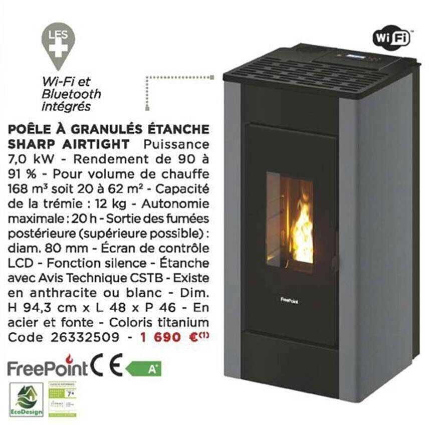poêle à granulés étanche sharp airtight freePoint
