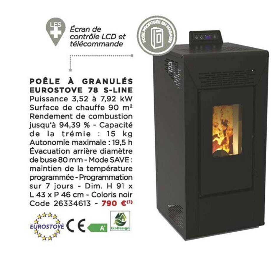poêle à granulés eurostove 78 s-line eurostove