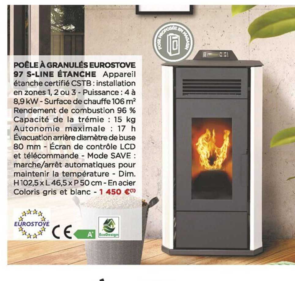 poêle à granulés eurostove 97 s-line étanche eurostove