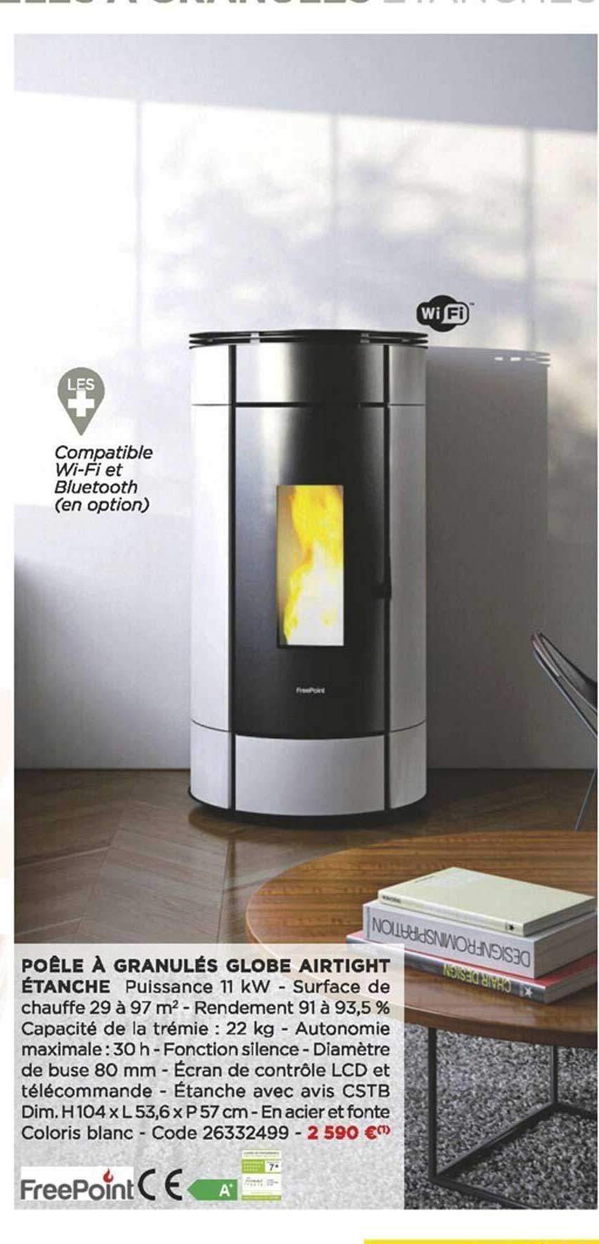 poêle à granulés globe airtight étache freePoint