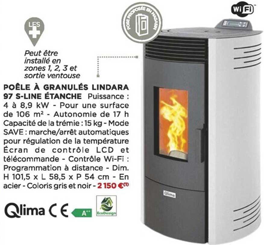 poêle à granulés lindara 97 s-line étanche qlima