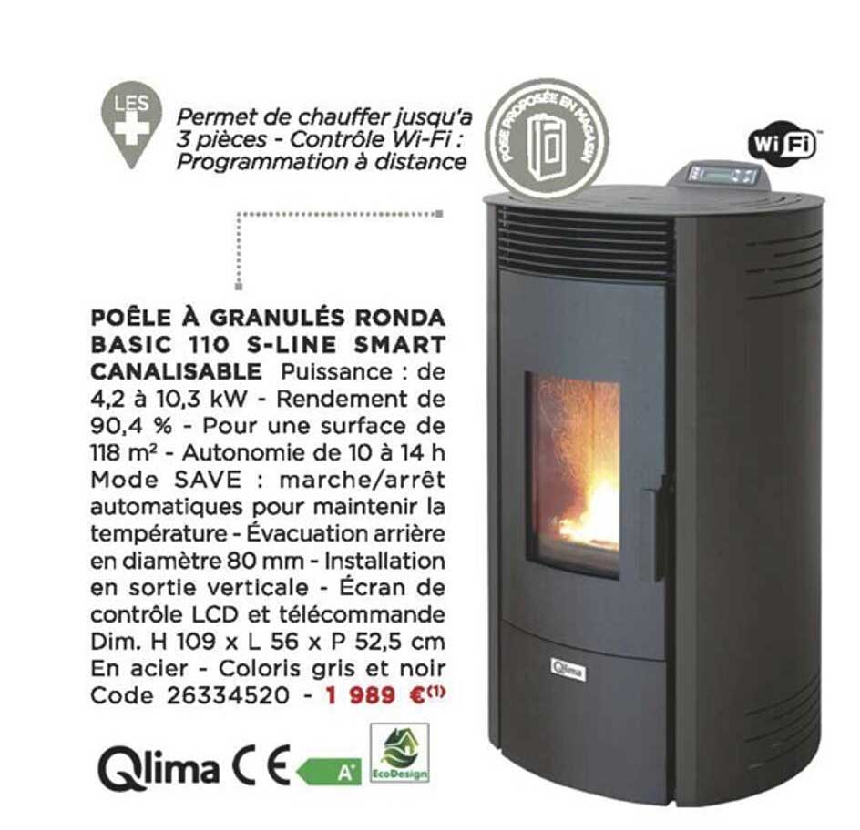 poêle à granulés ronda basic 110 s-line smart canalisable qlima