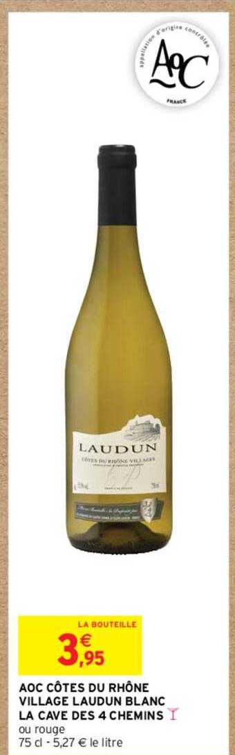 aoc côtes du rhône village laudun blanc la cave des 4 chemins