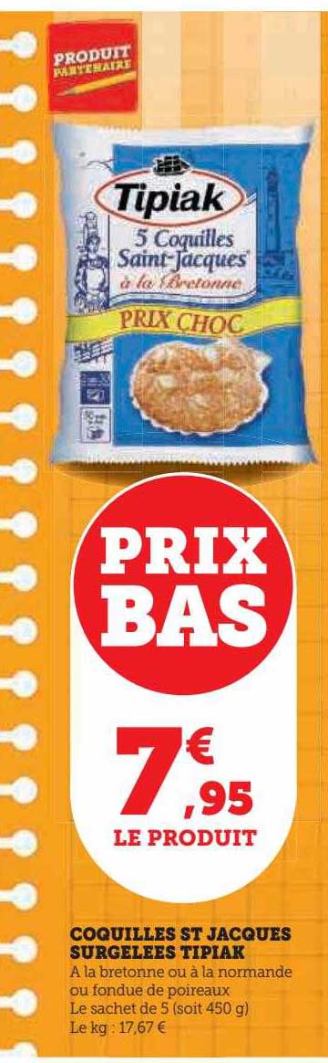 coquilles st jacques surgelées tipiak