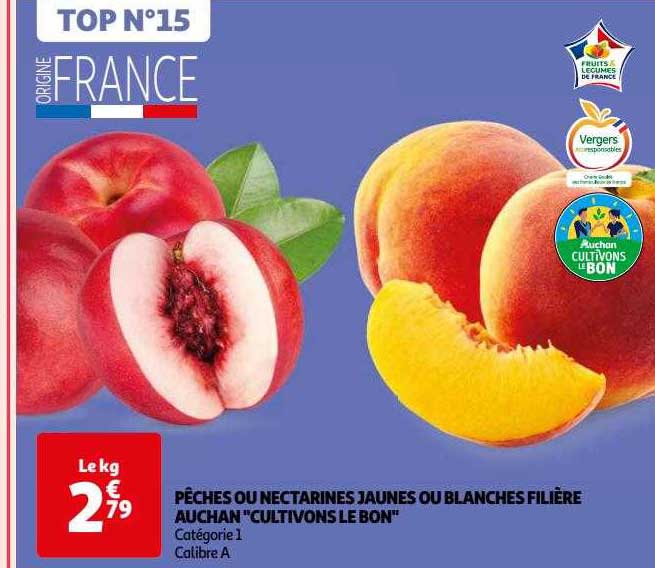 Pêches Ou Nectarines Jaunes Ou Blanches Filière Auchan "cultivons Le Bon"