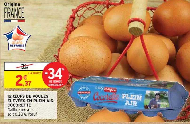 12 œufs de poules élevées en plein air cocorette