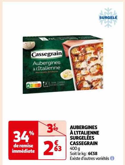 aubergines à l'italienne surgelées cassegrain