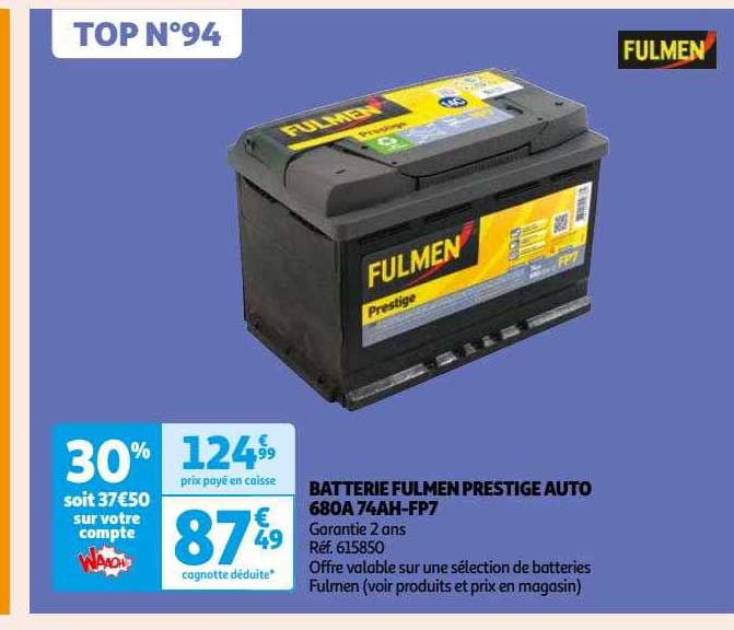 batterie fulmen prestige auto 680A 74Ah-fp7
