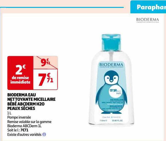 bioderma eau nettoyante micellaire bébé abcderm h20 peaux sèches