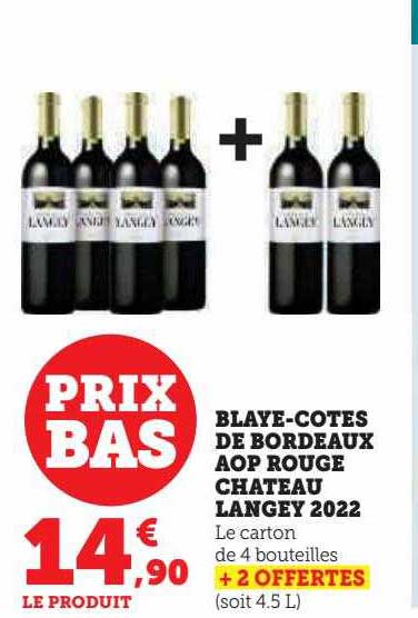 blaye-côtes de bordeaux aop rouge château langey 2022