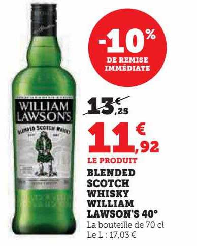 blended scotch whisky william lawson's 40°