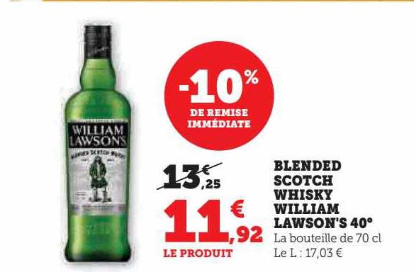 blended scotch whisky william lawson's 40°