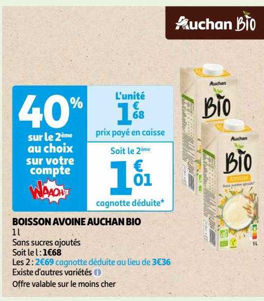 Boisson Avoine Auchan Bio