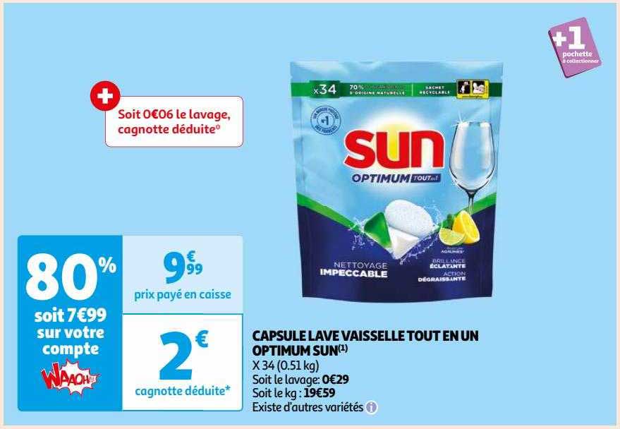 capsules lave vaisselle tout en un optimum sun