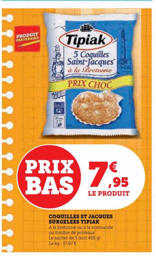 coquilles st jacques surgelées tipiak