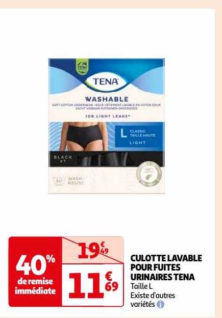 culotte lavable pour fuites urinaires tena
