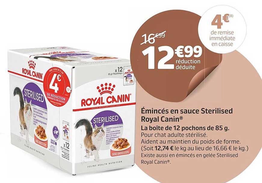 émincés en sauce sterilised royal canin