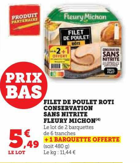 filet de poulet rôti conservation sans nitrite fleury michon